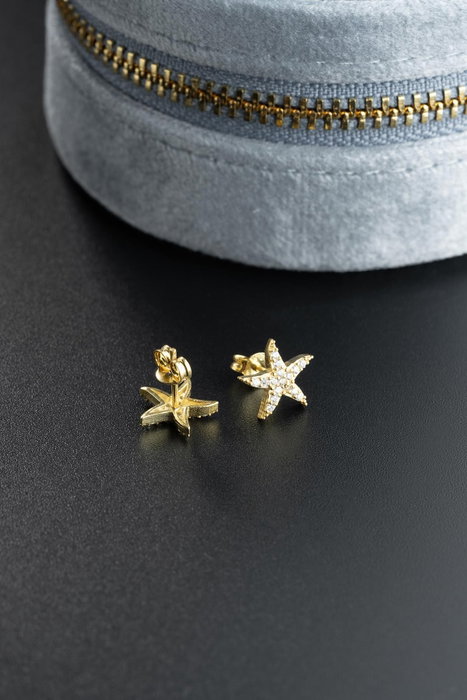 Heliophilia Silver Pendientes de Plata de Ley 925 con Recubrimiento de Oro y Circón